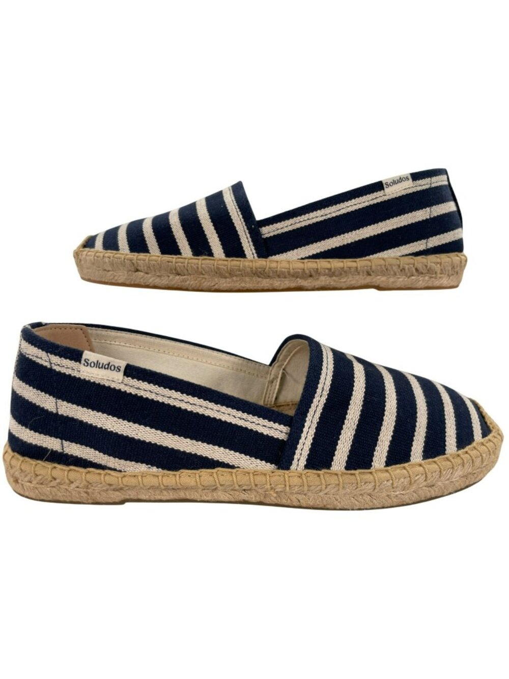 Soludos Espadrilles Navy & Ivory Striped Slip-On Shoes Women's Size 8-8.5 NEW